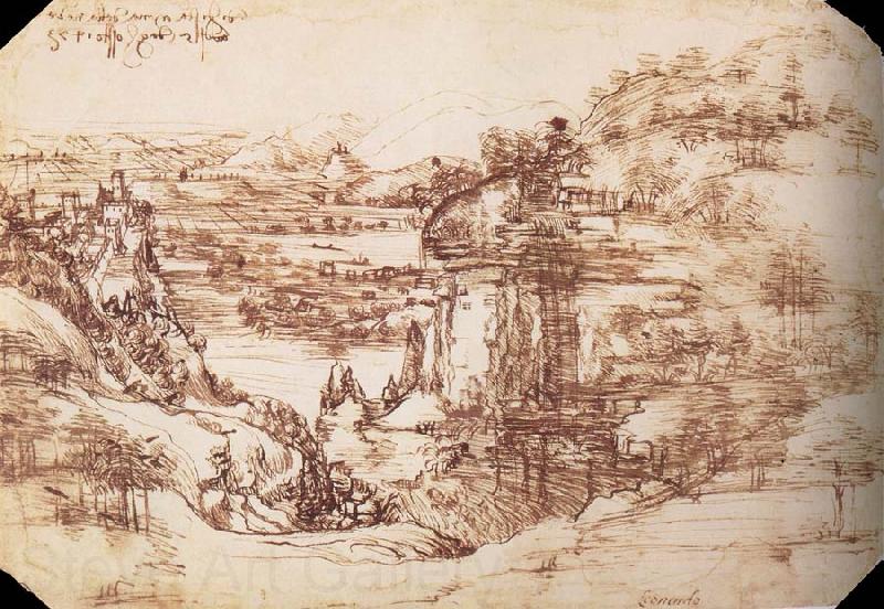 LEONARDO da Vinci Landscape in the Arnotal Germany oil painting art